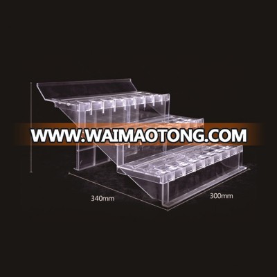 Manufacture Plastic Supermarket Equipment Transparent Adjustable Step Racks