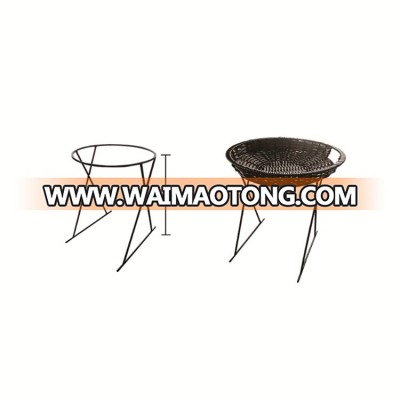 Manufacture Metal Supermarket Equipment Round Fruit Wicker Basket Stand For Retail