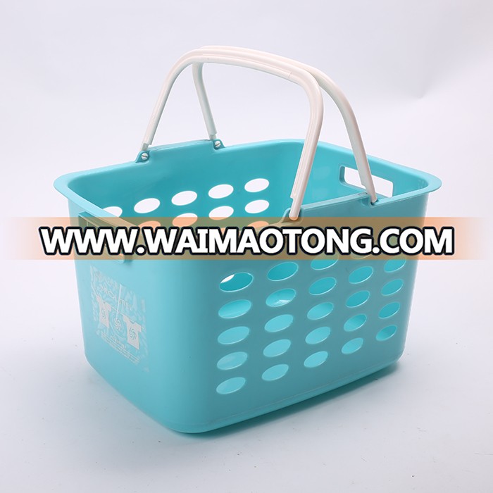 plastic shopping handle basket, supermarket basket with LOGO,plastic storage basket with handle